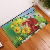 Wales Saint David's Day Rubber Doormat Dydd Gwyl Dewi Hapus Dragon Daffodil - Wonder Print Shop