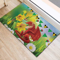 Wales Saint David's Day Rubber Doormat Dydd Gwyl Dewi Hapus Dragon Daffodil - Wonder Print Shop