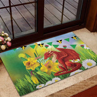 Wales Saint David's Day Rubber Doormat Dydd Gwyl Dewi Hapus Dragon Daffodil - Wonder Print Shop