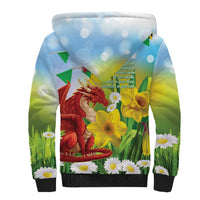 Wales Saint David's Day Sherpa Hoodie Dydd Gwyl Dewi Hapus Dragon Daffodil - Wonder Print Shop