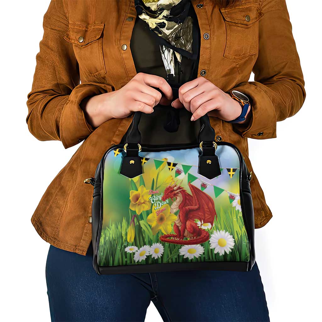 Wales Saint David's Day Shoulder Handbag Dydd Gwyl Dewi Hapus Dragon Daffodil - Wonder Print Shop