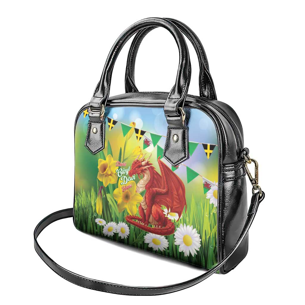 Wales Saint David's Day Shoulder Handbag Dydd Gwyl Dewi Hapus Dragon Daffodil - Wonder Print Shop