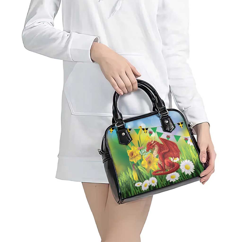 Wales Saint David's Day Shoulder Handbag Dydd Gwyl Dewi Hapus Dragon Daffodil - Wonder Print Shop