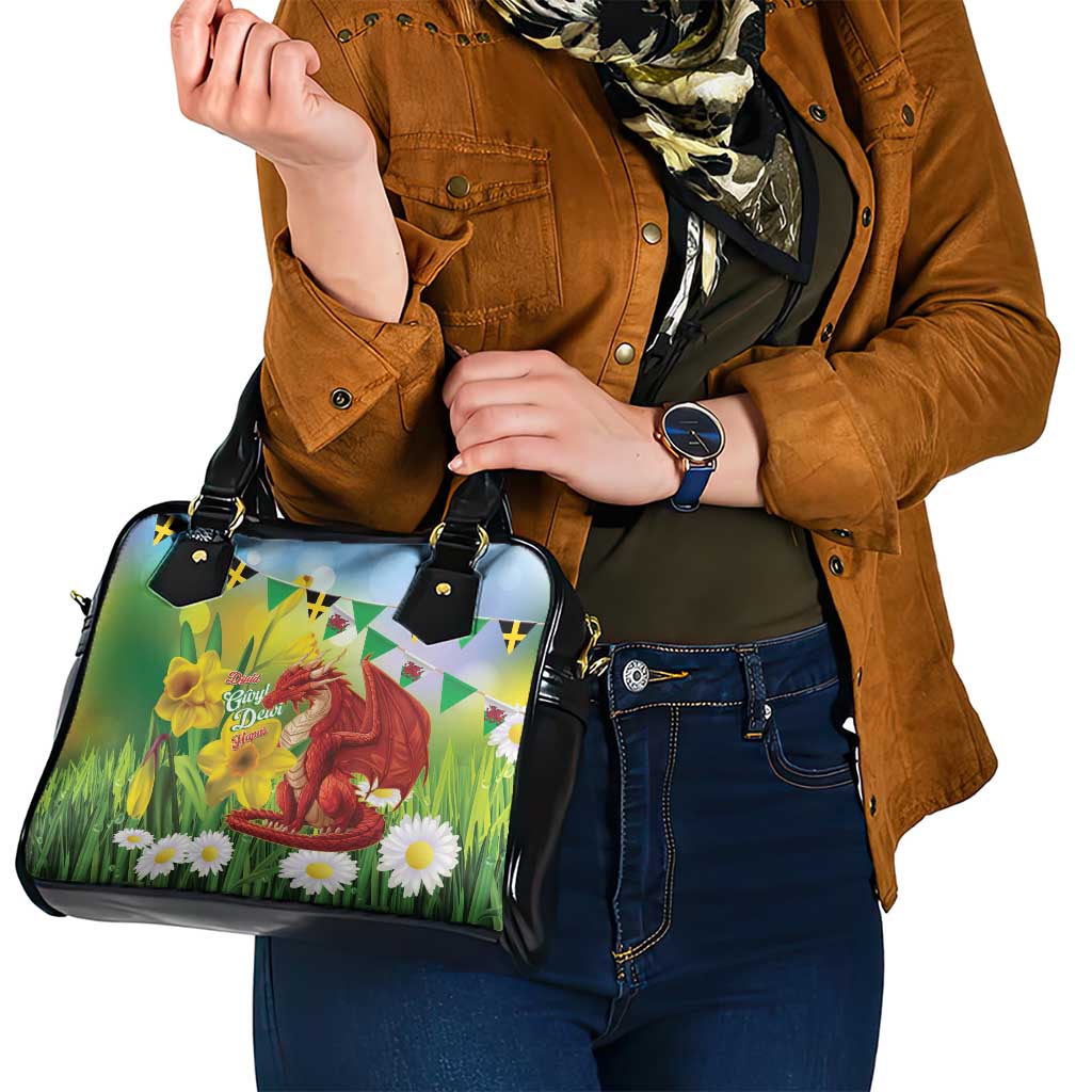 Wales Saint David's Day Shoulder Handbag Dydd Gwyl Dewi Hapus Dragon Daffodil - Wonder Print Shop