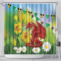 Wales Saint David's Day Shower Curtain Dydd Gwyl Dewi Hapus Dragon Daffodil - Wonder Print Shop
