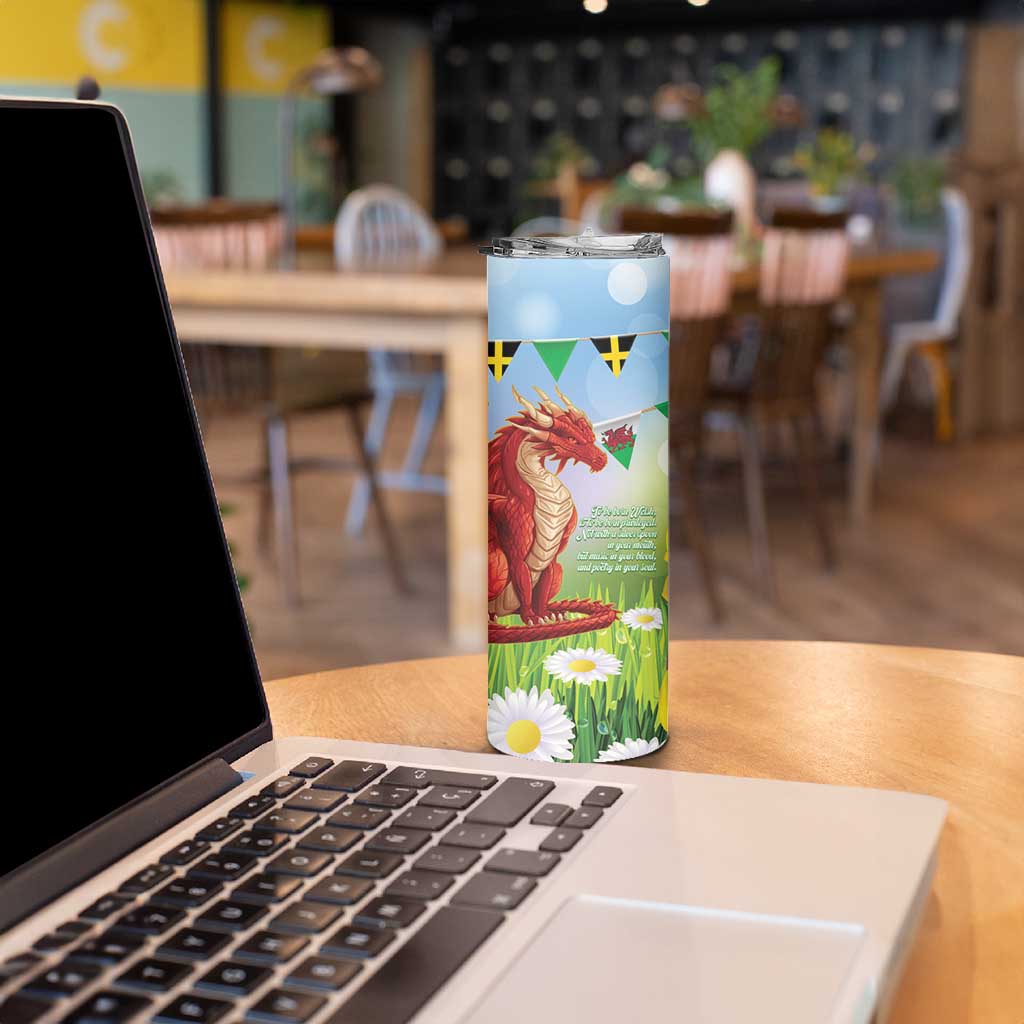 Wales Saint David's Day Skinny Tumbler Dydd Gwyl Dewi Hapus Dragon Daffodil - Wonder Print Shop