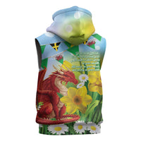 Wales Saint David's Day Sleeveless Hoodie Dydd Gwyl Dewi Hapus Dragon Daffodil - Wonder Print Shop