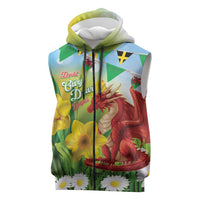 Wales Saint David's Day Sleeveless Zip Hoodie Dydd Gwyl Dewi Hapus Dragon Daffodil - Wonder Print Shop