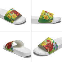 Wales Saint David's Day Slide Sandals Dydd Gwyl Dewi Hapus Dragon Daffodil - Wonder Print Shop