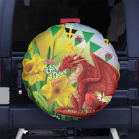 Wales Saint David's Day Spare Tire Cover Dydd Gwyl Dewi Hapus Dragon Daffodil - Wonder Print Shop