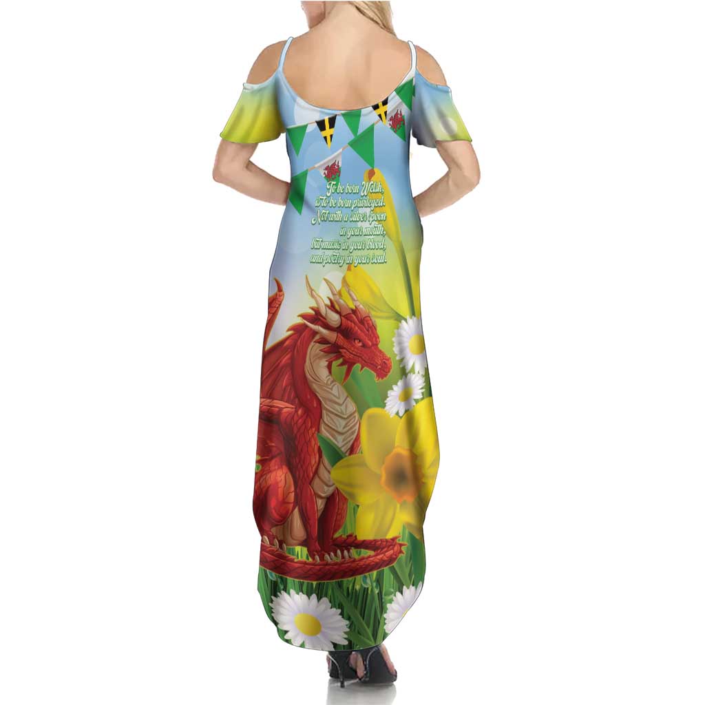 Wales Saint David's Day Summer Maxi Dress Dydd Gwyl Dewi Hapus Dragon Daffodil - Wonder Print Shop