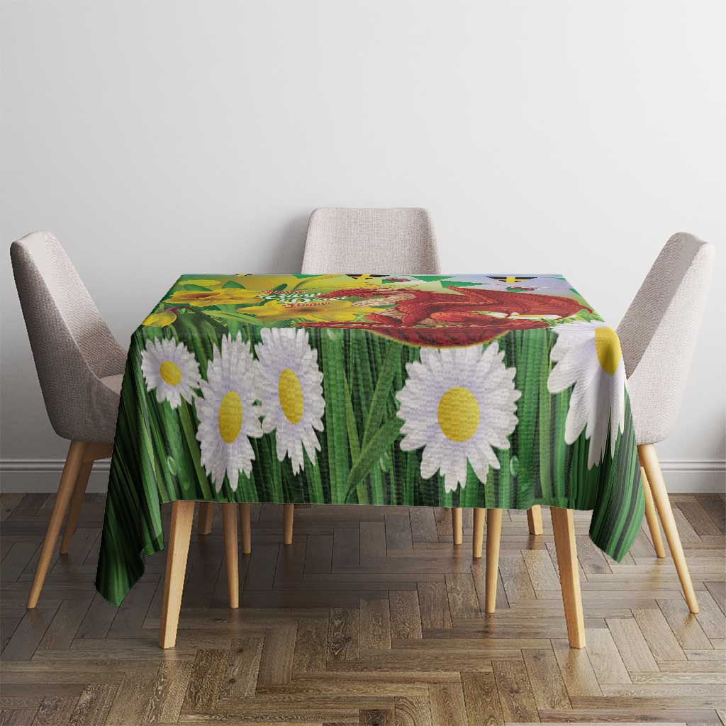 Wales Saint David's Day Tablecloth Dydd Gwyl Dewi Hapus Dragon Daffodil - Wonder Print Shop