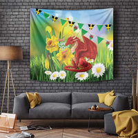 Wales Saint David's Day Tapestry Dydd Gwyl Dewi Hapus Dragon Daffodil - Wonder Print Shop