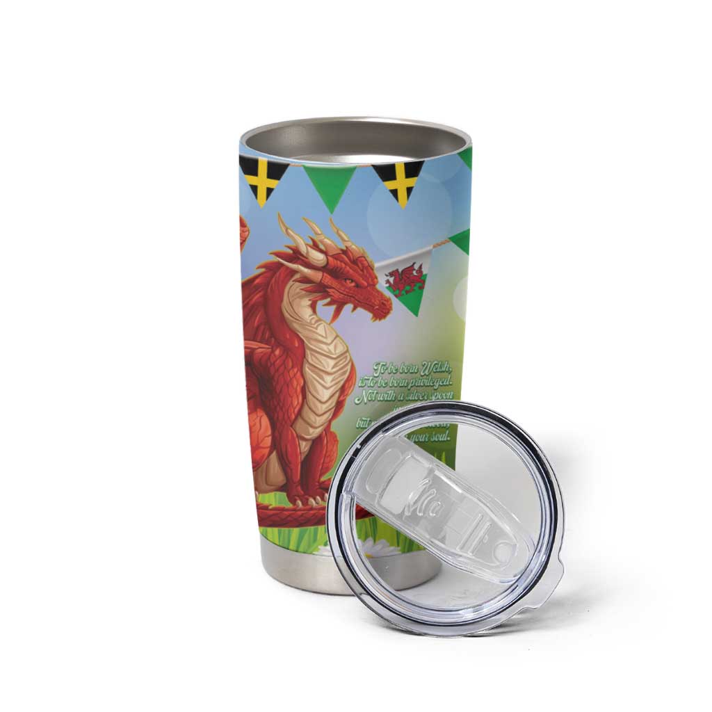 Wales Saint David's Day Tumbler Cup Dydd Gwyl Dewi Hapus Dragon Daffodil - Wonder Print Shop