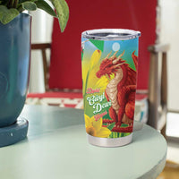 Wales Saint David's Day Tumbler Cup Dydd Gwyl Dewi Hapus Dragon Daffodil - Wonder Print Shop