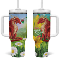 Wales Saint David's Day Tumbler With Handle Dydd Gwyl Dewi Hapus Dragon Daffodil - Wonder Print Shop