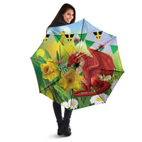 Wales Saint David's Day Umbrella Dydd Gwyl Dewi Hapus Dragon Daffodil - Wonder Print Shop