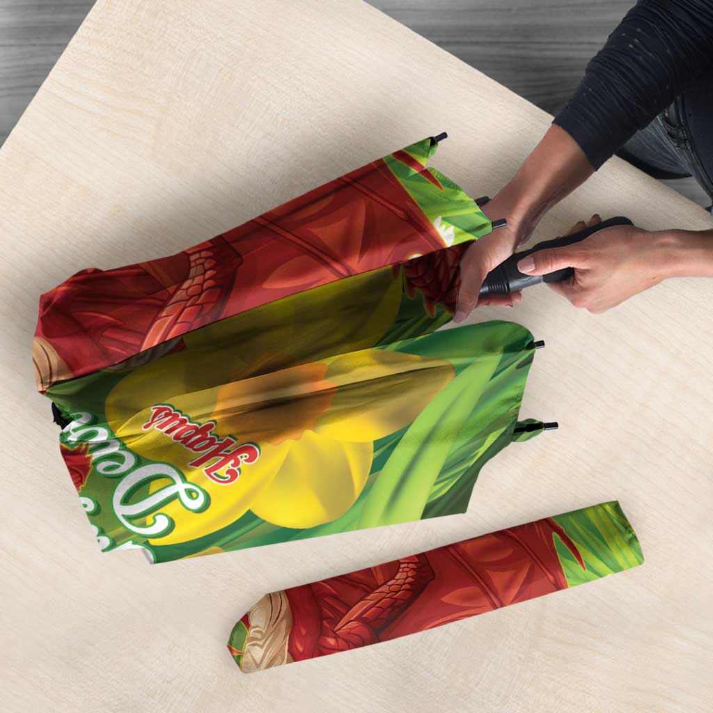 Wales Saint David's Day Umbrella Dydd Gwyl Dewi Hapus Dragon Daffodil - Wonder Print Shop