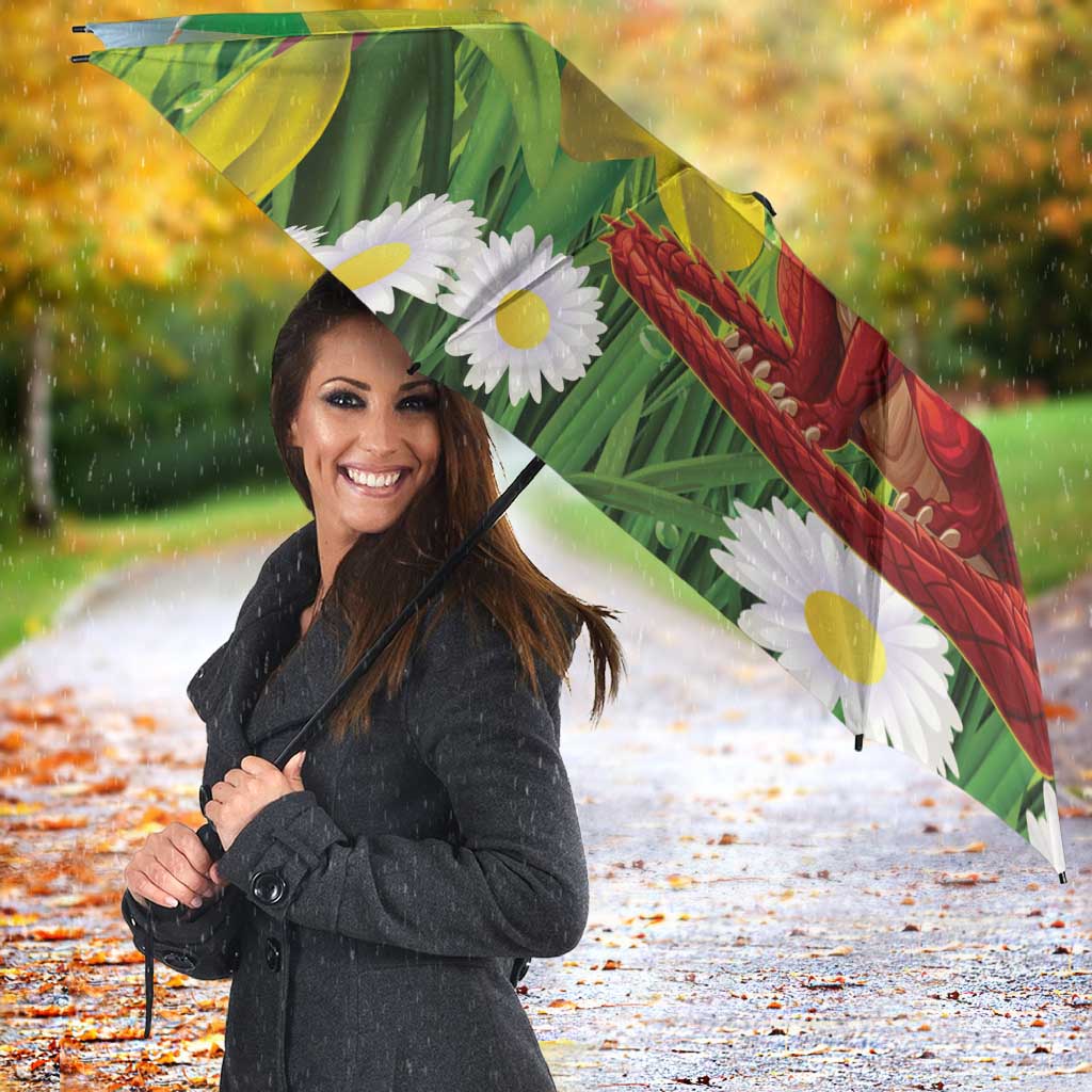 Wales Saint David's Day Umbrella Dydd Gwyl Dewi Hapus Dragon Daffodil - Wonder Print Shop