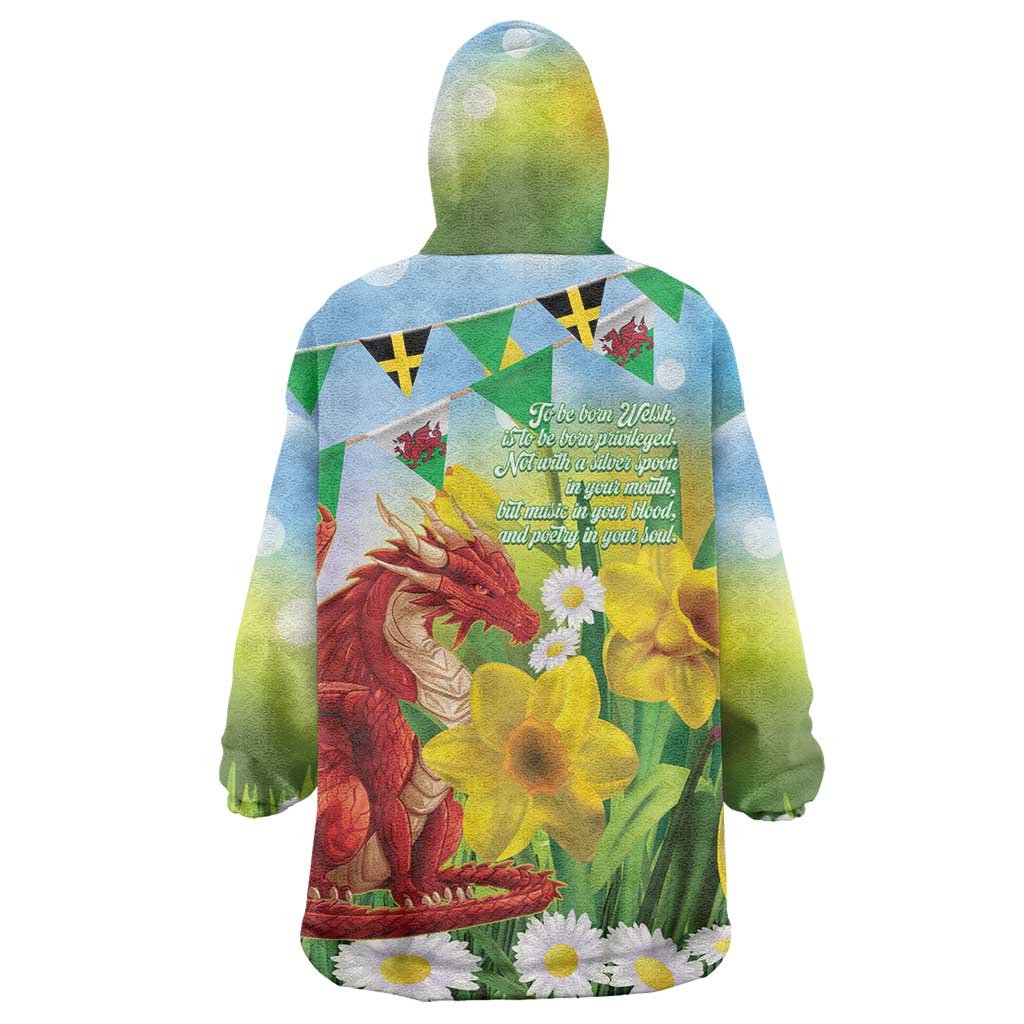 Wales Saint David's Day Wearable Blanket Hoodie Dydd Gwyl Dewi Hapus Dragon Daffodil - Wonder Print Shop