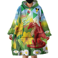 Wales Saint David's Day Wearable Blanket Hoodie Dydd Gwyl Dewi Hapus Dragon Daffodil - Wonder Print Shop