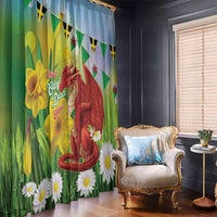 Wales Saint David's Day Window Curtain Dydd Gwyl Dewi Hapus Dragon Daffodil - Wonder Print Shop