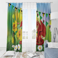 Wales Saint David's Day Window Curtain Dydd Gwyl Dewi Hapus Dragon Daffodil - Wonder Print Shop