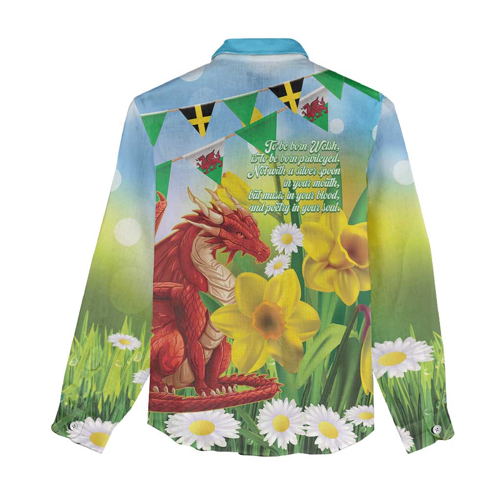 Wales Saint David's Day Women Casual Shirt Dydd Gwyl Dewi Hapus Dragon Daffodil - Wonder Print Shop