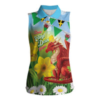 Wales Saint David's Day Women Sleeveless Polo Shirt Dydd Gwyl Dewi Hapus Dragon Daffodil - Wonder Print Shop