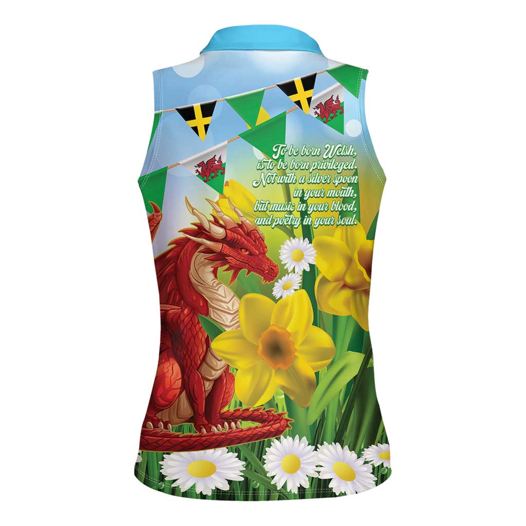 Wales Saint David's Day Women Sleeveless Polo Shirt Dydd Gwyl Dewi Hapus Dragon Daffodil - Wonder Print Shop