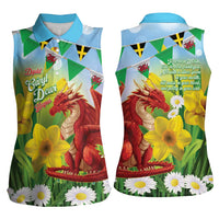 Wales Saint David's Day Women Sleeveless Polo Shirt Dydd Gwyl Dewi Hapus Dragon Daffodil - Wonder Print Shop