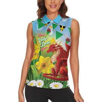 Wales Saint David's Day Women Sleeveless Polo Shirt Dydd Gwyl Dewi Hapus Dragon Daffodil - Wonder Print Shop