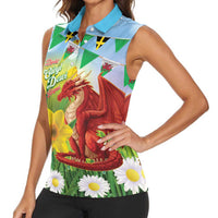 Wales Saint David's Day Women Sleeveless Polo Shirt Dydd Gwyl Dewi Hapus Dragon Daffodil - Wonder Print Shop