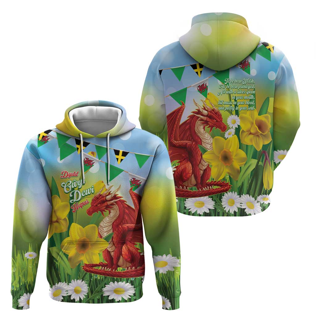 Wales Saint David's Day Zip Hoodie Dydd Gwyl Dewi Hapus Dragon Daffodil - Wonder Print Shop