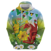 Wales Saint David's Day Zip Hoodie Dydd Gwyl Dewi Hapus Dragon Daffodil - Wonder Print Shop