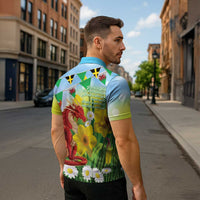 Wales Saint David's Day Zipper Polo Shirt Dydd Gwyl Dewi Hapus Dragon Daffodil - Wonder Print Shop