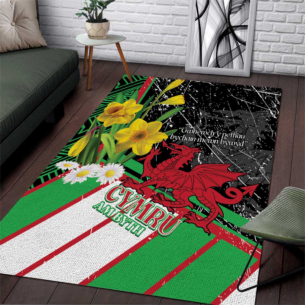 Wales Saint David's Day Area Rug Cymru Am Byth Welsh Dragon - Wonder Print Shop
