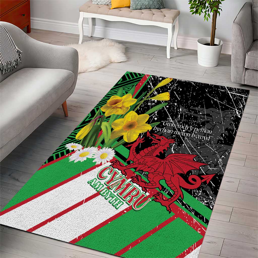 Wales Saint David's Day Area Rug Cymru Am Byth Welsh Dragon - Wonder Print Shop