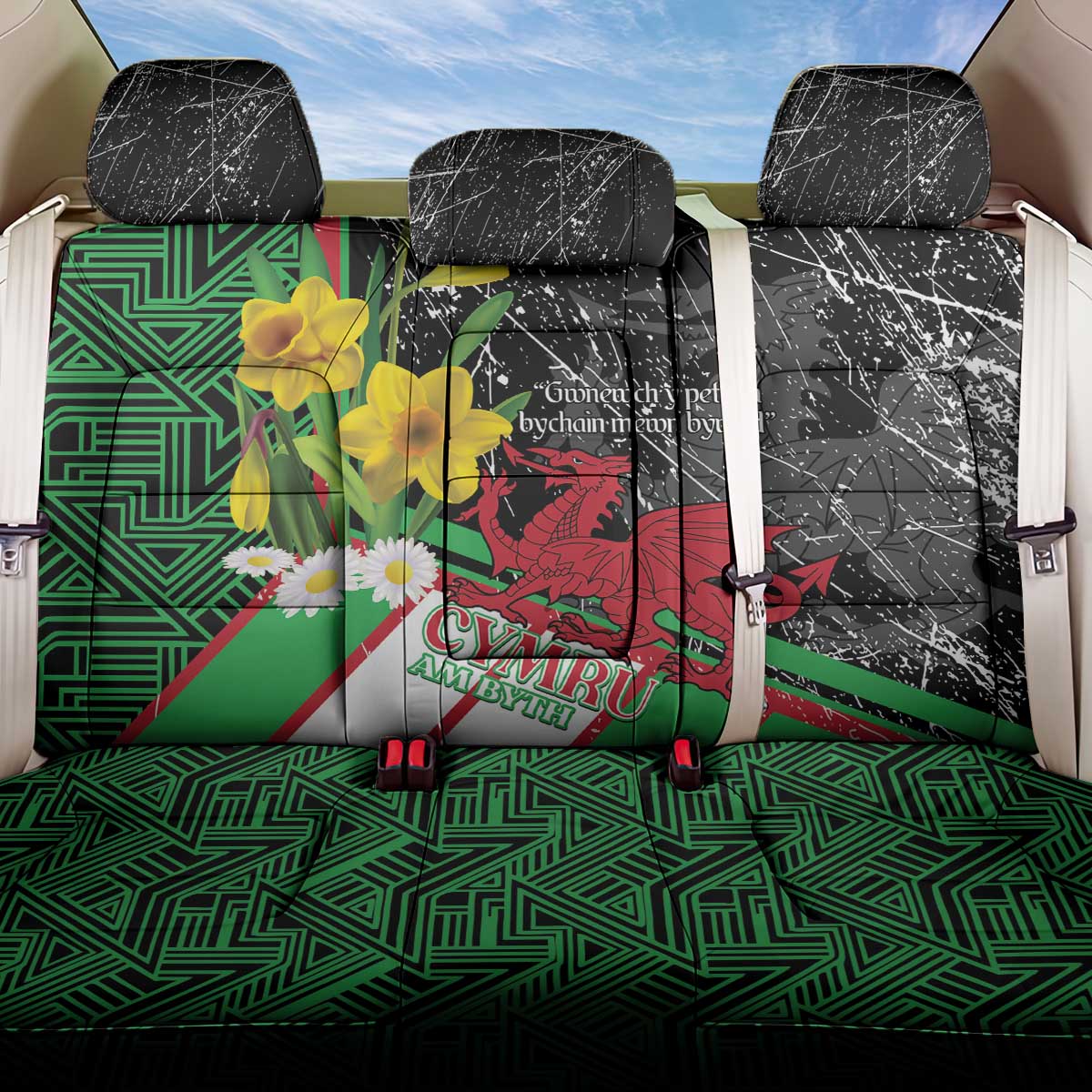 Wales Saint David's Day Back Car Seat Cover Cymru Am Byth Welsh Dragon - Wonder Print Shop