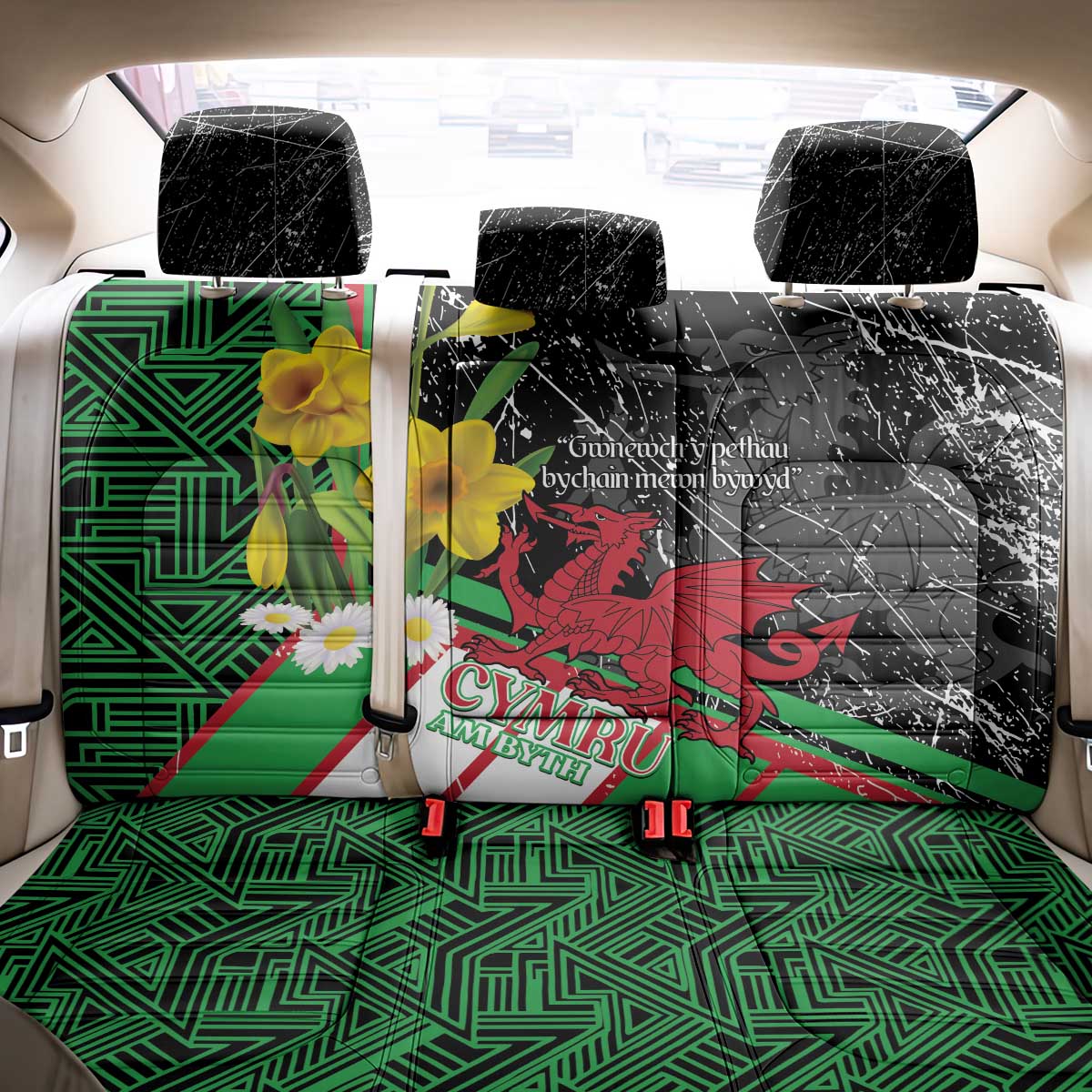 Wales Saint David's Day Back Car Seat Cover Cymru Am Byth Welsh Dragon - Wonder Print Shop