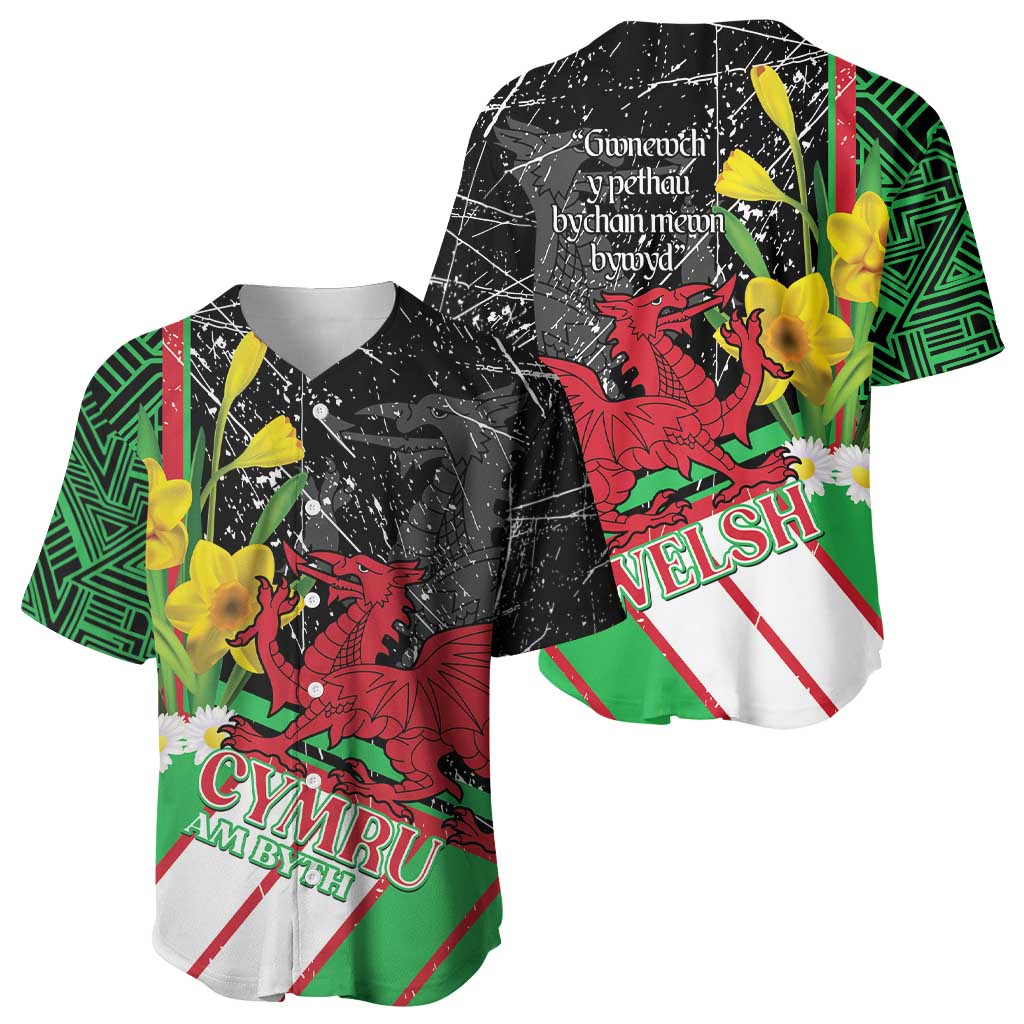 Wales Saint David's Day Baseball Jersey Cymru Am Byth Welsh Dragon - Wonder Print Shop