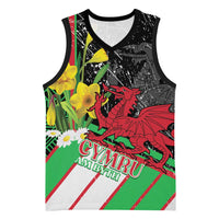 Wales Saint David's Day Basketball Jersey Cymru Am Byth Welsh Dragon - Wonder Print Shop