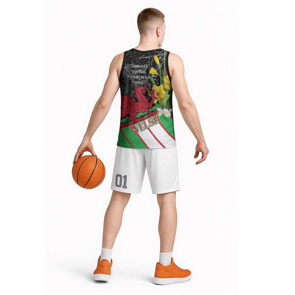 Wales Saint David's Day Basketball Jersey Cymru Am Byth Welsh Dragon - Wonder Print Shop