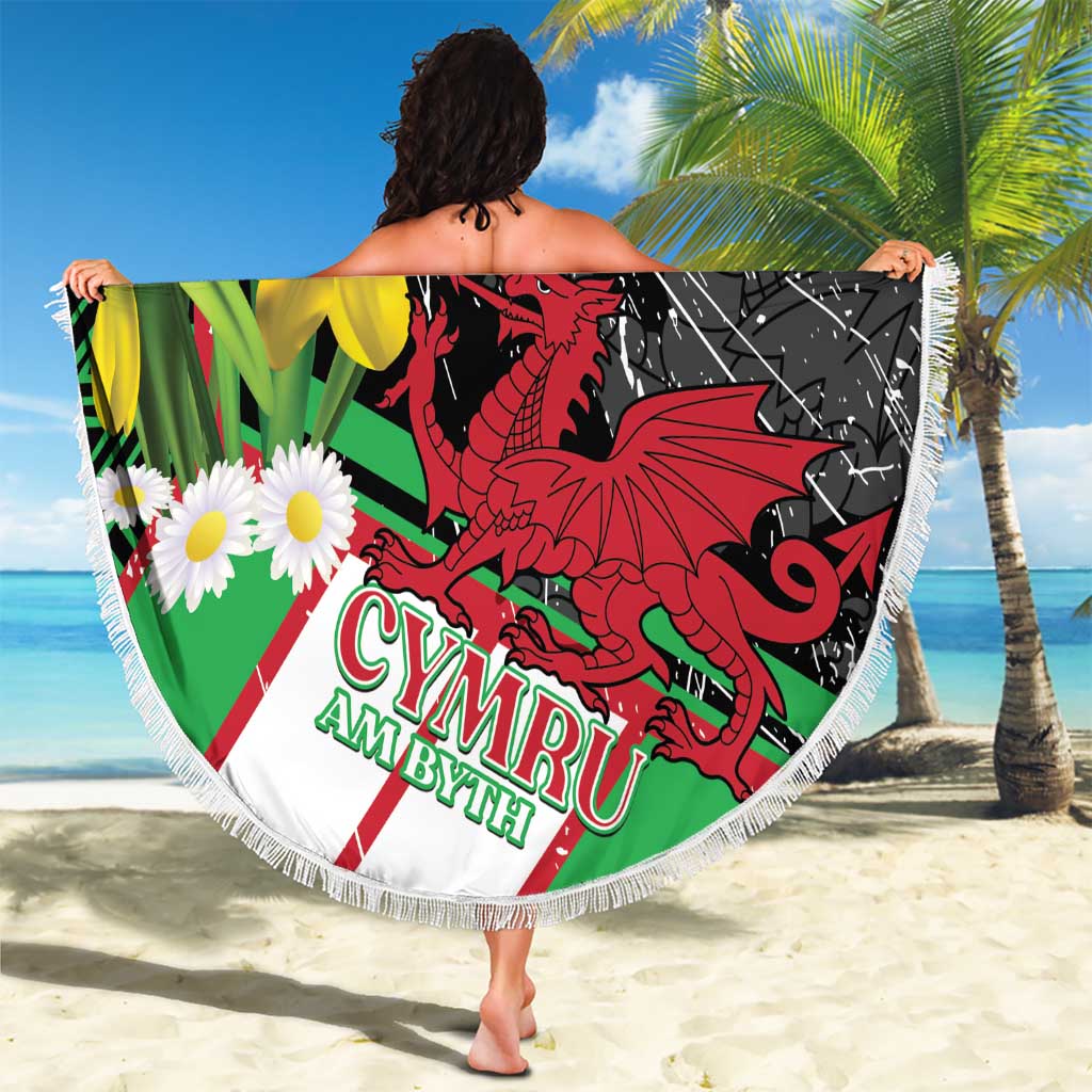 Wales Saint David's Day Beach Blanket Cymru Am Byth Welsh Dragon - Wonder Print Shop