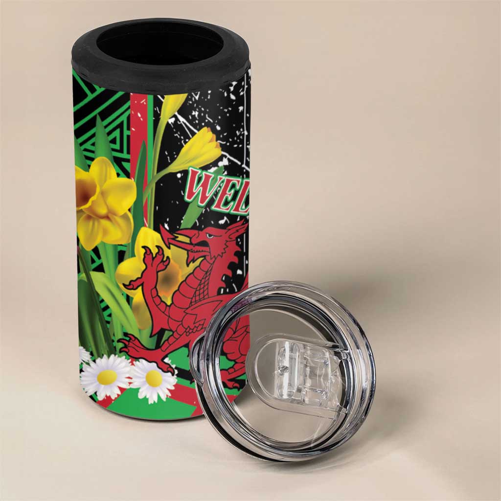 Wales Saint David's Day 4 in 1 Can Cooler Tumbler Cymru Am Byth Welsh Dragon - Wonder Print Shop