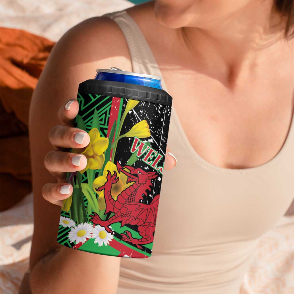 Wales Saint David's Day 4 in 1 Can Cooler Tumbler Cymru Am Byth Welsh Dragon - Wonder Print Shop