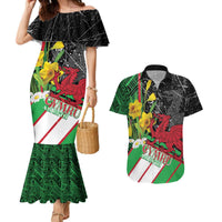 Wales Saint David's Day Couples Matching Mermaid Dress and Hawaiian Shirt Cymru Am Byth Welsh Dragon - Wonder Print Shop