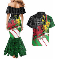 Wales Saint David's Day Couples Matching Mermaid Dress and Hawaiian Shirt Cymru Am Byth Welsh Dragon - Wonder Print Shop