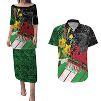 Wales Saint David's Day Couples Matching Puletasi and Hawaiian Shirt Cymru Am Byth Welsh Dragon - Wonder Print Shop
