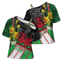 Wales Saint David's Day Cross Shoulder Shirt Cymru Am Byth Welsh Dragon - Wonder Print Shop